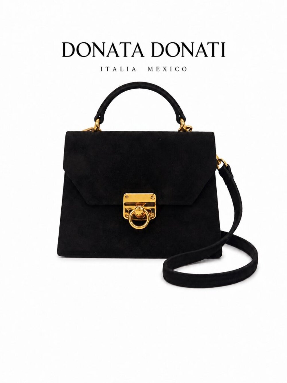 Vintage 1980s Donata Donati Black Velvet Top Handle Mini Gold Clasp